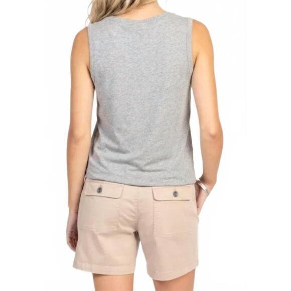NEW DYLAN deep v sleeveless tie top in heather - Picture 2 of 3